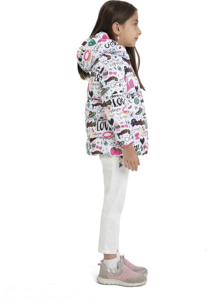 Kız Çocuk Içi Polarlı Kapüşonlu Girls Yazılı Kelebek Desenli Kışlık Şişme Mont & Kaban & Parka modelleri