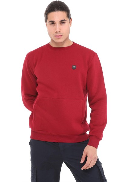 Erkek Basıc Sweat Sıfıryaka 3ip Ribana Kol Baskısız Bordo