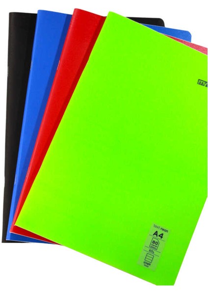 Text Neon A4 80 Yaprak Çizgili Plastik Kapak Defter modelleri