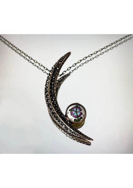 Yonca Motif Bronz Iznik Çini Kolye