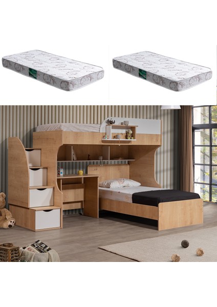 Aura Ranza Karyola Masa + 2 Comfort Yatak, Aura Genç/çocuk Odası Takımı