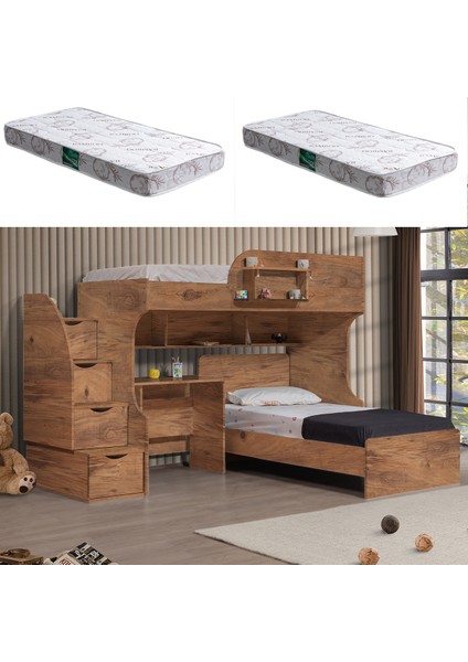 Aura Ranza Karyola Masa + 2 Comfort Yatak, Aura Genç/çocuk Odası Takımı