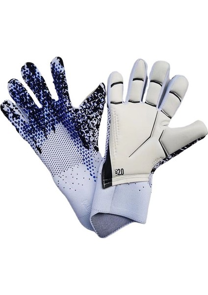 Profesyonel Silikon Lateks Su Geçirmez Kaymaz Futbol Kaleci Eldiveni - Siyah / Mavi (Yurt Dışından)