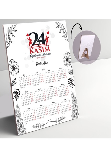 Kişiye Özel Isimli Öğretmenler Günü Tasarımlı Defter Tükenmez Kalem ve Masaüstü 2024 Takvim Hediye Seti - 7, Öğretmene Hediye, Öğretmenler Günü fiyatları