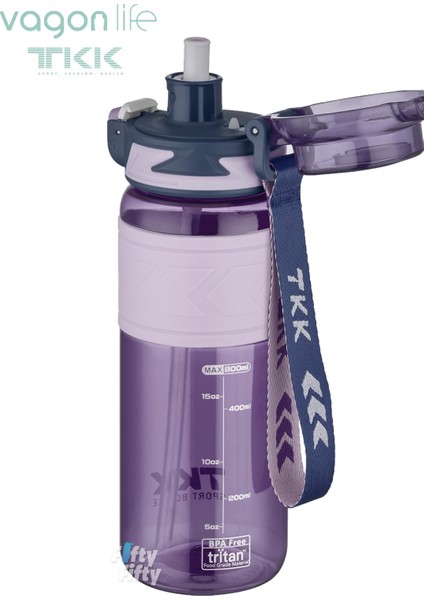 Tkk 800 ml Çift Kullanım Pipetli/rahat Içim Bpa Içermeyen Taşıma Askılı Tritan Su Matarası FFTKK1020-800ML