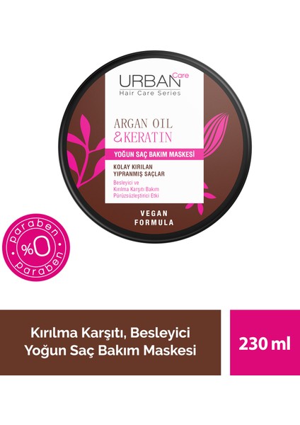 Argan Oil & Keratin Kolay Kırılan Saçlara Özel Yoğun Saç Bakım Maskesi 230 Ml-Vegan