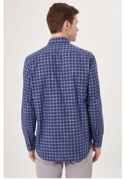 Erkek Regular Fit Paşa Yaka Spor Gömlek Lacivert GM23Y231036_D39