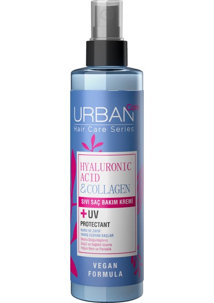 URBAN Care Hyaluronik Asit& Kuru ve Cansız Saçlara Özel Sıvı Saç Bakım Kremi-Vegan-200 ML