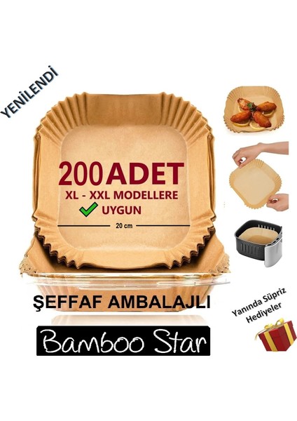 Airfryer Pişirme Kağıdı Xl-Xxl Büyük Boy Kare 200 Adet Hava Fritöz Parşömen Kağıdı Fırın Kağıdı Tek Kullanımlık Hava Fritöz Kağıt Fırın Sıcak Hava Fritöz Pişirme Kızartma Tavası Için Uygun 20CM