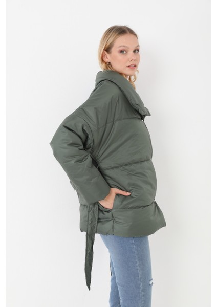 Kadın Haki Içi Dolgulu Astarlı Su Geçirmez Rüzgara Dayanıklı Oversize Bomber Mont & Kaban & Parka fiyatları