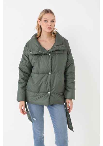 Kadın Haki Içi Dolgulu Astarlı Su Geçirmez Rüzgara Dayanıklı Oversize Bomber Mont & Kaban & Parka modelleri