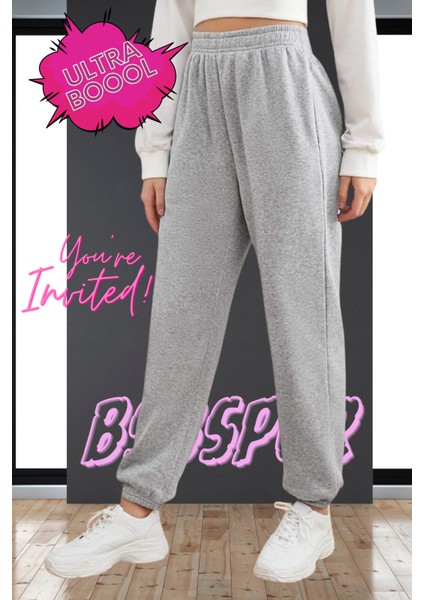Gri Günlük Şık Eşofman Altı Unisex Bol Spor