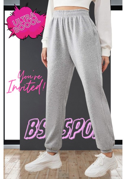 Gri Günlük Şık Eşofman Altı Unisex Bol Spor