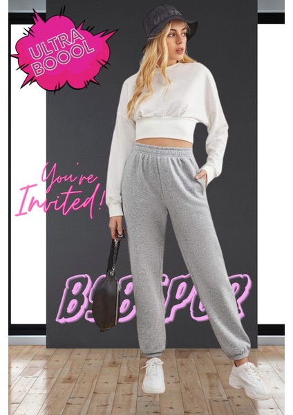 Gri Günlük Şık Eşofman Altı Unisex Bol Spor