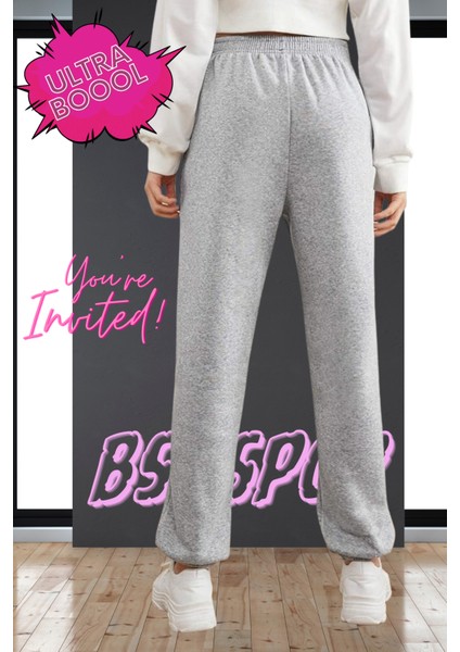 Gri Günlük Şık Eşofman Altı Unisex Bol Spor