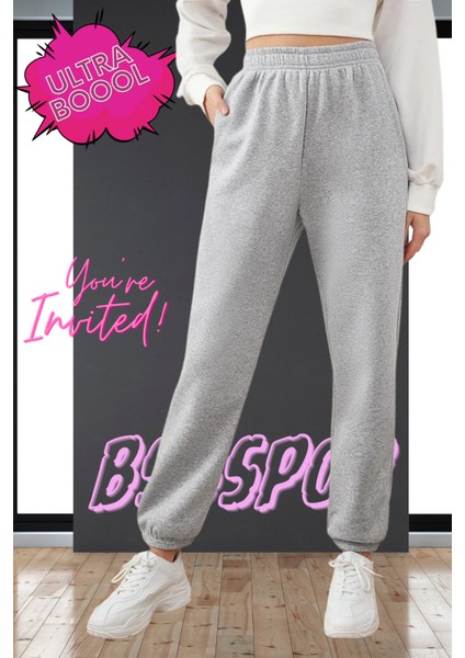 Gri Günlük Şık Eşofman Altı Unisex Bol Spor