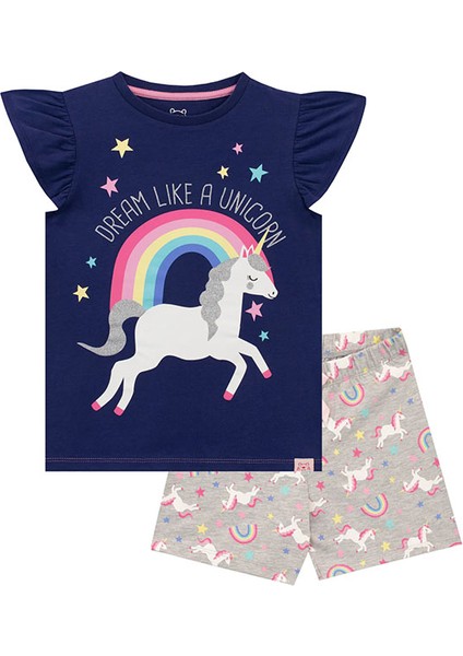 Kız Çocuk Kısa Kollu Şortlu Pijama Takımı