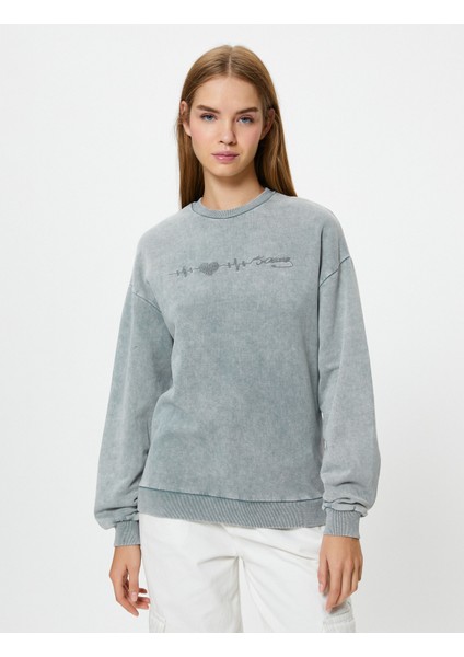 Atatürk Imza Işlemeli Sweatshirt Pamuklu Uzun Kollu Bisiklet Yaka modelleri