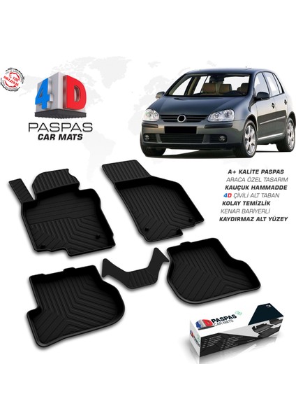 S-Dizayn VW GOLF 6 4D Havuzlu Paspas A+Kalite