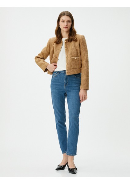 Yüksek Bel Jeans Rahat Kesim Hafif Dar Paça - Mom Jeans fiyatları