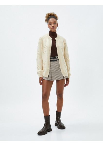 Örgü Hırka Yuvarlak Yaka Uzun Kollu