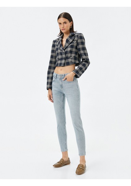 Dar Paça Kot Pantolon Normal Bel Dar Kesim Pamuklu Cepli - Kate Jean