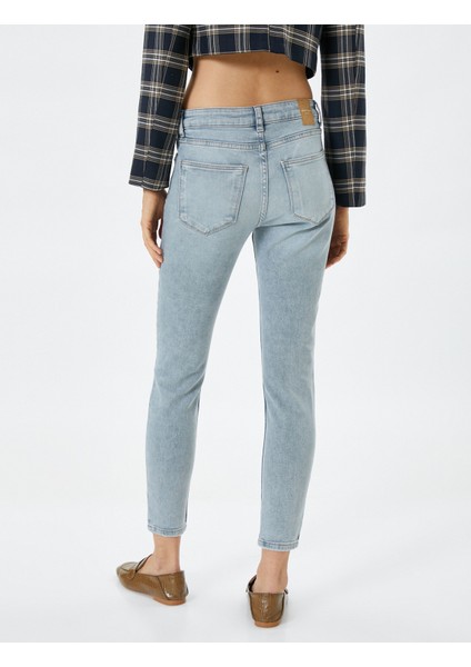 Dar Paça Kot Pantolon Normal Bel Dar Kesim Pamuklu Cepli - Kate Jean fırsatları