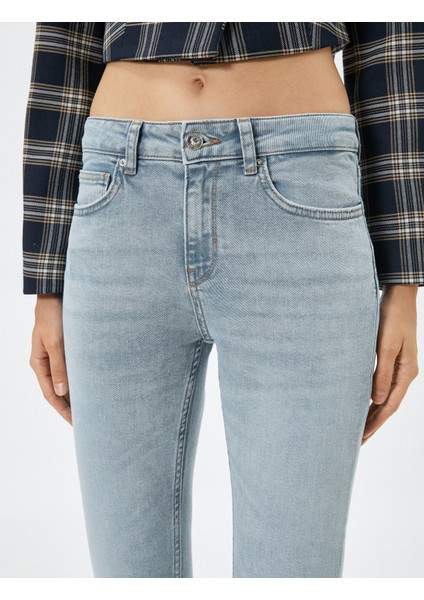 Dar Paça Kot Pantolon Normal Bel Dar Kesim Pamuklu Cepli - Kate Jean indirimleri