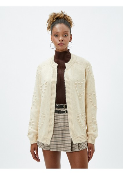 Örgü Hırka Yuvarlak Yaka Uzun Kollu modelleri