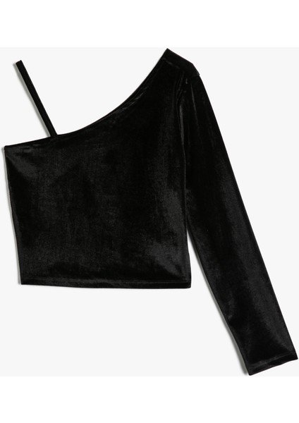 Tek Omuz Tişört Uzun Kollu Ince Askı Detaylı