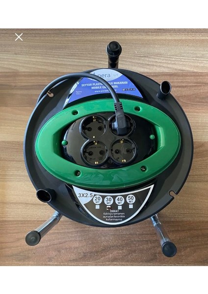 Seyyar Plastik Kablo Makarası 3 x 2.5 (50 Metre)