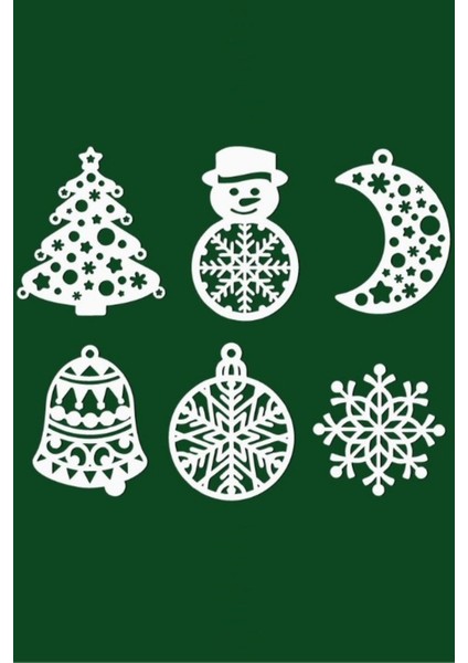 Beyaz Renk Yılbaşı Ağacı Süsü 6 Lı Noel Süsü Christmas Ornament