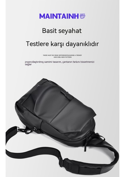 Yeni Cilt Filmi Erkek Göğüs Çantası Fonksiyon Çapraz Omuz Çantası Kentsel Basit Siyah Gelgit Erkek Göğüs Çantası (Yurt Dışından)