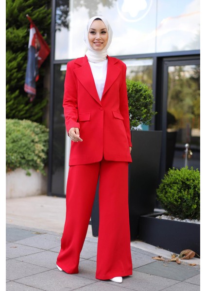 Almira Ceket Pantolon Takım - Kırmızı