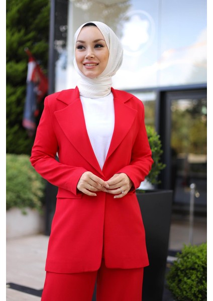 Almira Ceket Pantolon Takım - Kırmızı indirimleri