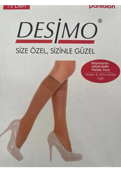 15 Den Parlak Diz Altı Pantolon Çorap Siyah 3 Adet