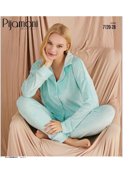 7120-28 Kadın Kadife Uzun Kollu Boydan Düğmeli Pijama Takımı fiyatları