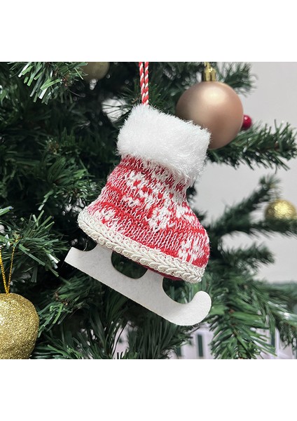 Noel Dekorasyonu Örme Peluş Paten Paten Kolye Noel Ağacı Süsleme Kolye (Yurt Dışından)
