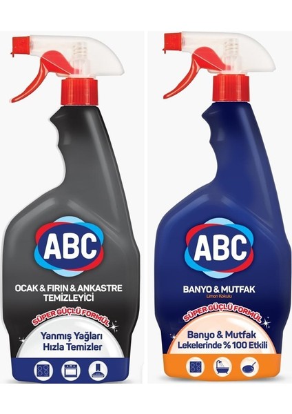 Abc Ocak&fırın&ankastre Temizleyici 750 Ml+Mutfak-Banyo Sprey Limon Kokulu 750 ml