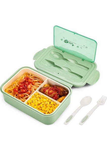 Fıy Sefer Tası Öğle Yemeği Kutusu Sızdırmaz Bento Kutu Seti Bölmeli ve Çatal Bıçaklı Yemek Kabı 1400 Ml. (Yurt Dışından)