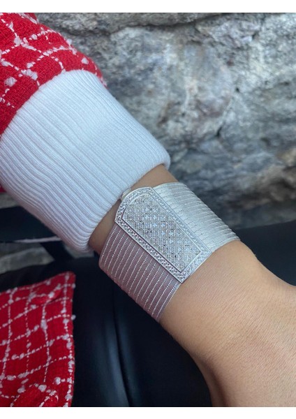 Kadın Gümüş 17 Sıra Prenses Tokalı Trabzon Hasır Bileklik