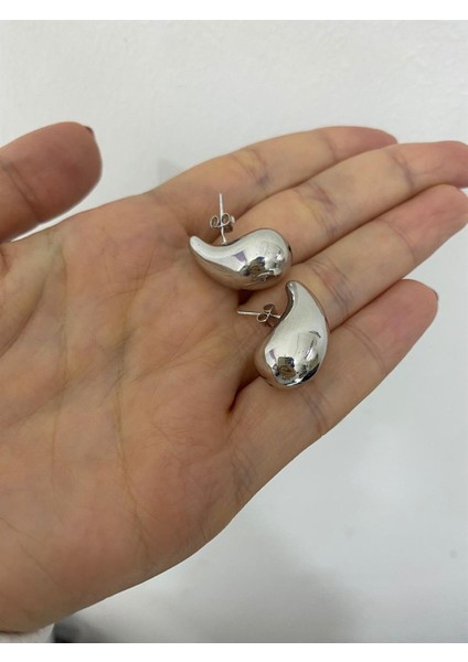 Kadın Gümüş Ithal Damla Model Küpe (2.5 Cm) 5648