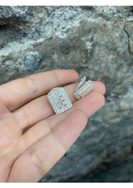 Kadın Trabzon Hasır Gümüş Prenses Toka Küpe 3541