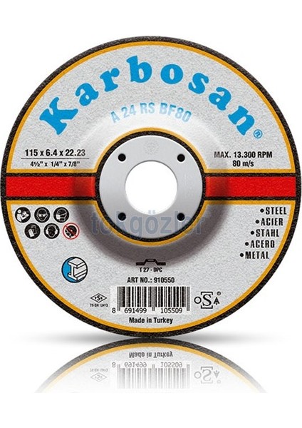 125 x 6.4 Metal Taşlama Taşı 10 Adet