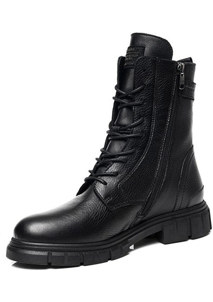 Kadın Siyah Deri Military Bot 3K2Ub32720
