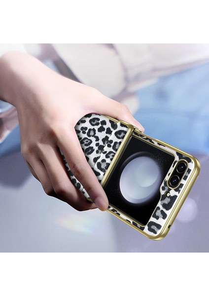 Samsung Galaxy Z Flip5 5g Menteşe Koruma Telefon Kılıfı Leopar Desen Anti-Drop Sert Pc Telefon Kapağı (Yurt Dışından) fırsatları