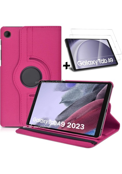 MTK Moveteck Samsung Galaxy Tab A9 8.7'' Inç Tablet Uyumlu Kılıf 360 Derece Dönebilen Kapaklı Zırh + Ekran Koruyucu Cam Set  Wi-Fi SM-X10