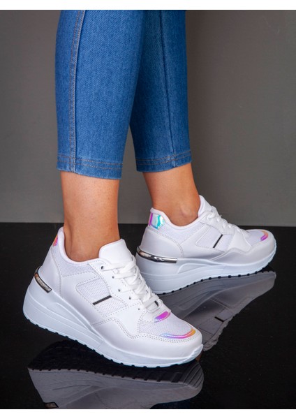 Beyaz Deri Kadın Gizli Topuk Sneaker fırsatları