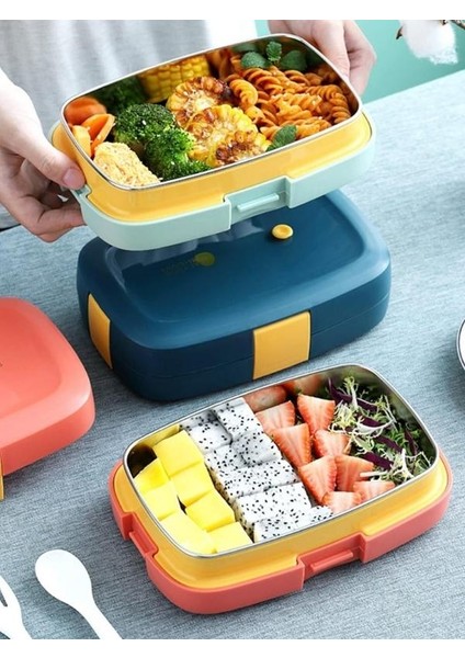 Litan Stainless Steel Lunch Box Tek Katlı Paslanmaz Çelik Kolay Kilitlenir Sefer Tası – 1000 ml
