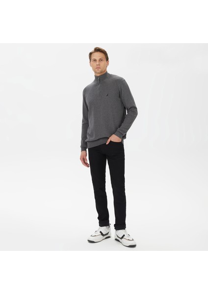 Nautıca Erkek Gri Standart Fıt Dik Yakalı Uzun Kollu Triko S37104T.00E modelleri